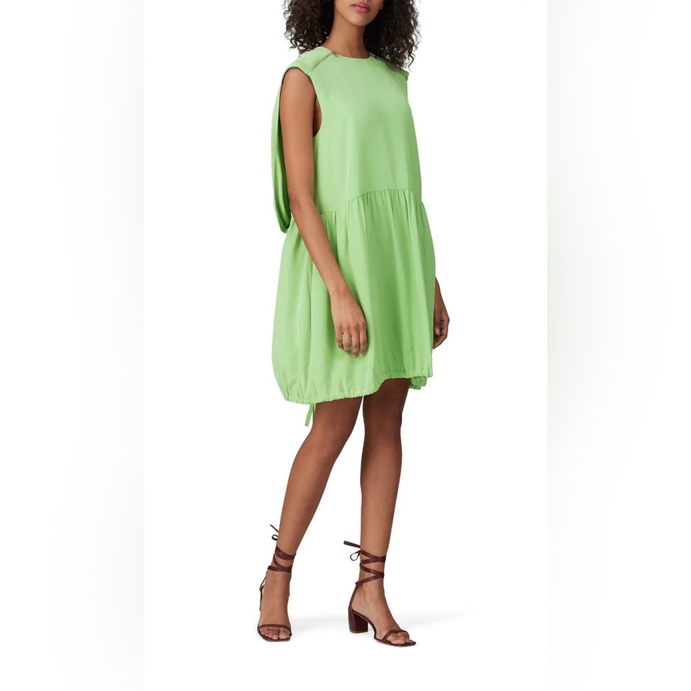 Tibi Green Silk Eco Cape Dress Size 4 US $750
